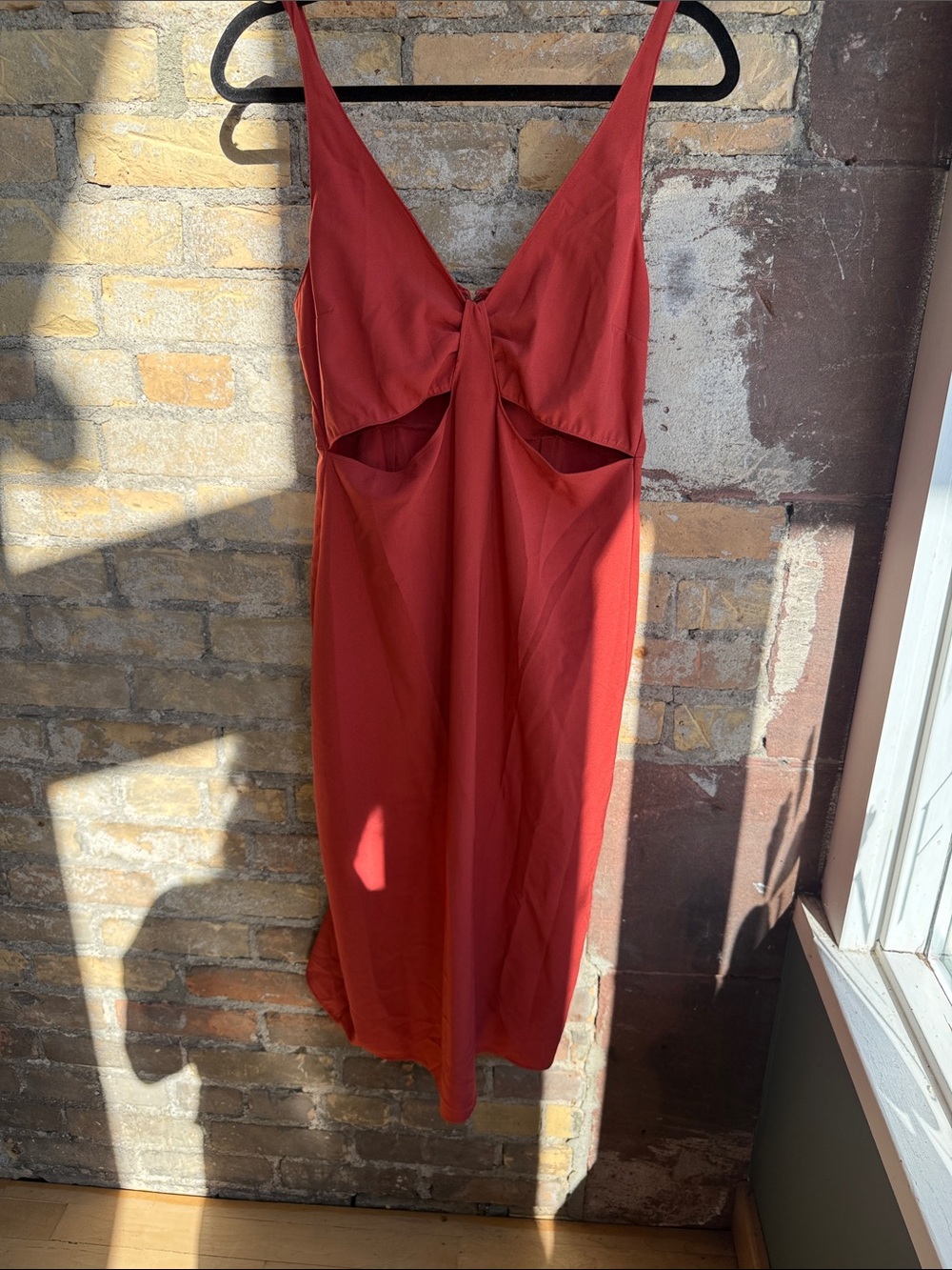 Abercrombie & Fitch Rust Red Midi Dress with Front Cutout